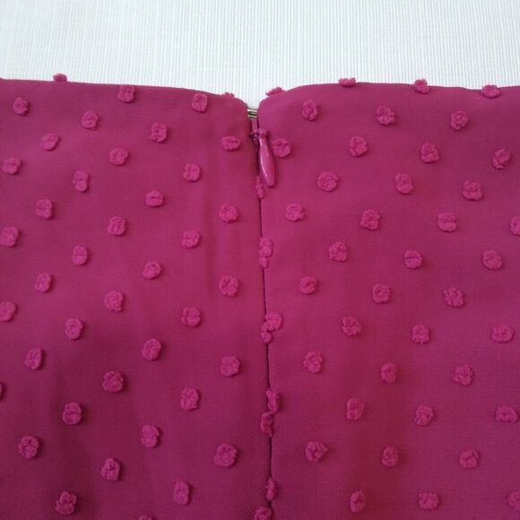 J. Crew Dark Berry Pink Swiss Dot Print Chiffon Midi Length Dress Women's Size 2 - Picture 10 of 12